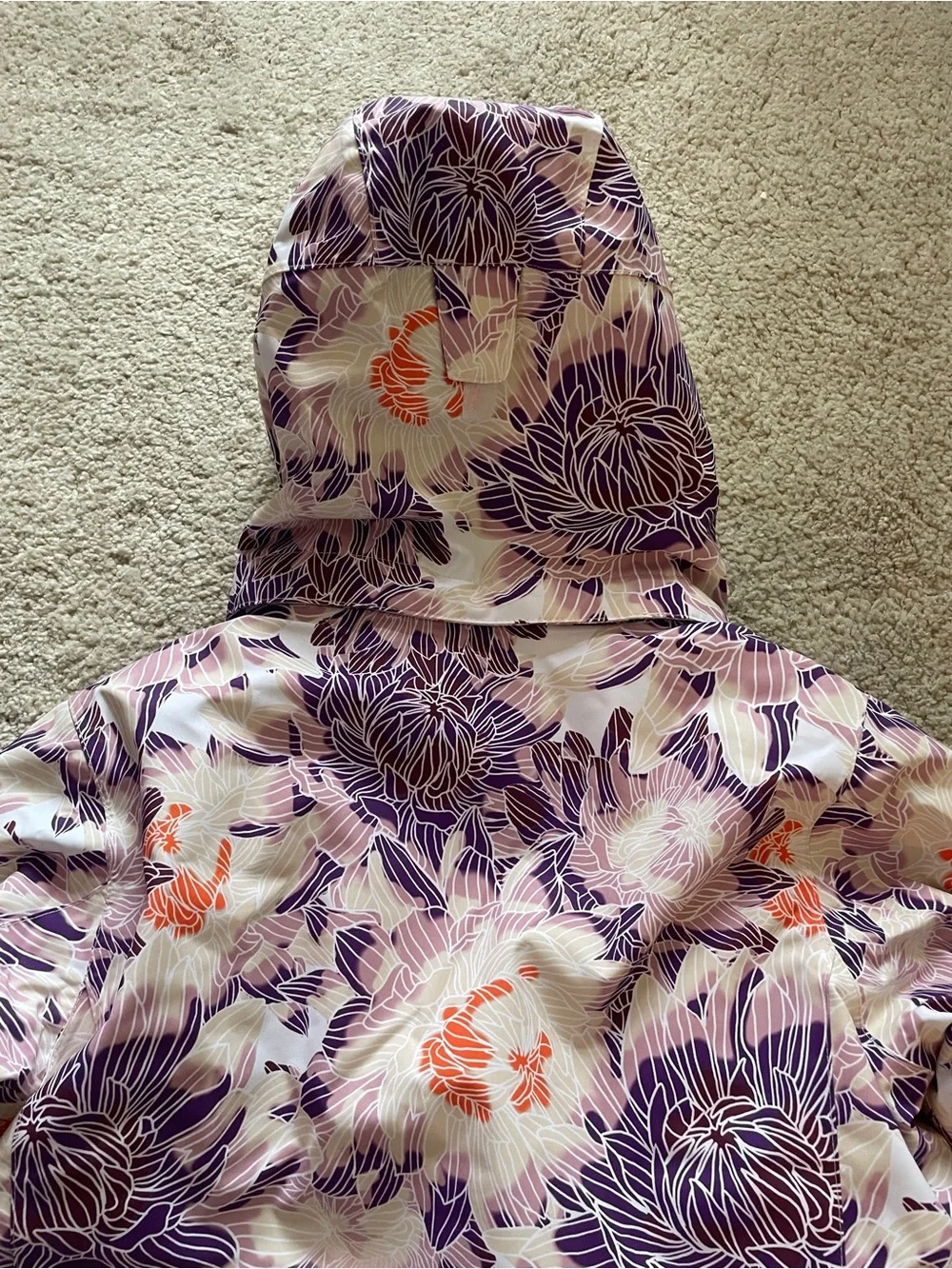 Roxy Floral Purple & Cream Ski Snow Jacket size 14 XL